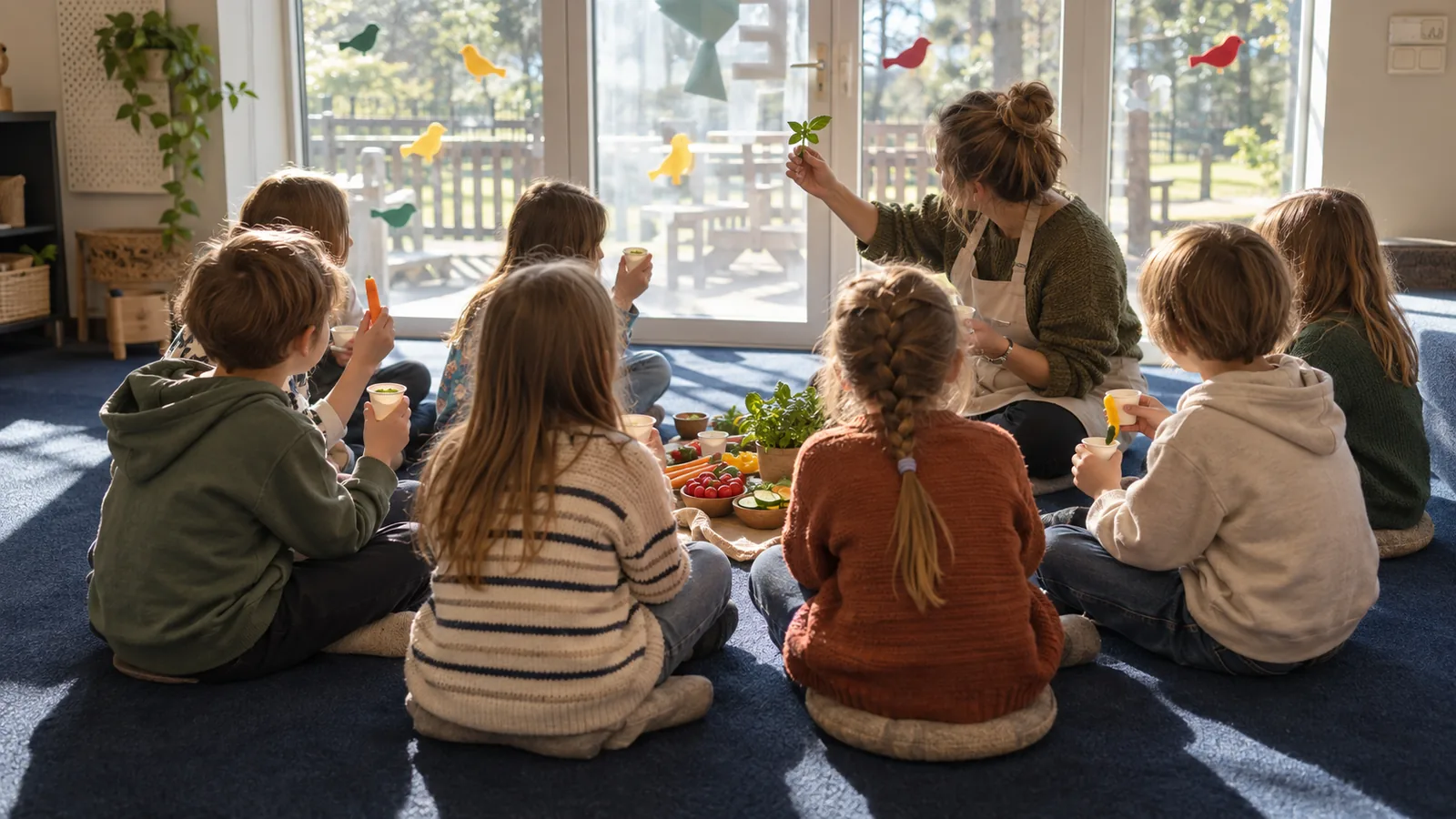 Take A Break maisto edukacija vaikams, ragaujant daržoves šviesioje ugdymo erdvėje